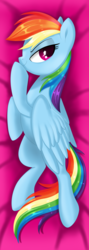 Size: 1024x2882 | Tagged: safe, artist:okapifeathers, rainbow dash, pony, g4, body pillow, body pillow design, female, looking at you, mare, smiling, solo