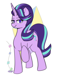 Size: 1103x1407 | Tagged: safe, artist:puetsua, starlight glimmer, pony, unicorn, g4, female, kite, looking at you, mare, raised hoof, smiling, smug, solo