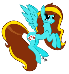 Size: 1036x1120 | Tagged: safe, artist:shadow-nights, oc, oc only, oc:ilovekimpossiblealot, pegasus, pony, female, flying, mare, signature, simple background, smiling, solo, transparent background