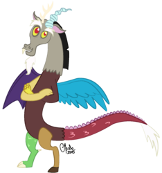 Size: 1204x1288 | Tagged: safe, artist:shadow-nights, discord, draconequus, pony, g4, male, signature, simple background, solo, standing, transparent background