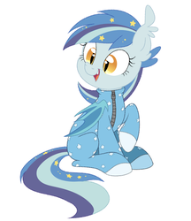 Size: 590x683 | Tagged: safe, artist:owlity, oc, oc only, oc:star struck, bat pony, pony, bat pony oc, clothes, female, footed sleeper, mare, onesie, pajamas, solo