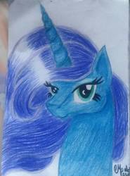 Size: 1391x1877 | Tagged: safe, artist:shadow-nights, princess luna, alicorn, pony, g4, female, looking at you, mare, paper, signature, simple background, smiling, solo, traditional art, white background