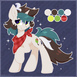 Size: 994x1000 | Tagged: safe, artist:hioshiru, oc, oc only, oc:katherine menthe, pony, unicorn, abstract background, adoptable, female, mare, reference sheet, solo
