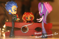 Size: 6000x4000 | Tagged: safe, artist:artofmagicpoland, flash sentry, starlight glimmer, sunset shimmer, equestria girls, g4, christmas, christmas tree, doll, equestria girls minis, eqventures of the minis, female, holiday, implied flashlight, implied shipping, implied straight, implied twilight sparkle, male, straight, toy, tree
