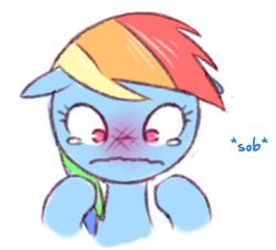 Size: 347x314 | Tagged: safe, artist:raridashdoodles, edit, rainbow dash, pegasus, pony, g4, abuse, crying, dashabuse, female, mare, simple background, white background