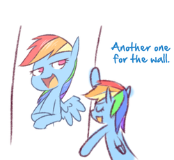 Size: 542x498 | Tagged: safe, artist:raridashdoodles, edit, rainbow dash, pegasus, pony, g4, female, mare, narcissism, poster, simple background, white background