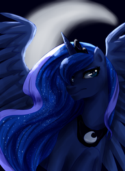 Size: 2200x3000 | Tagged: safe, artist:etrnlpeace, princess luna, alicorn, pony, g4, female, high res, mare, moon, solo