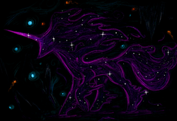 Size: 1443x987 | Tagged: safe, artist:t72b, derpibooru exclusive, tantabus, pony, g4, abstract, abstract background, ethereal mane, galaxy mane, solo, traditional art