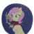 Size: 2449x2449 | Tagged: safe, artist:mephysta, discord, fluttershy, draconequus, pegasus, pony, g4, bust, clothes imitation, coils, disclothes, female, high res, looking at each other, mare, no pupils, snow, snowfall, three quarter view