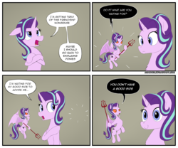 Size: 2400x2000 | Tagged: safe, artist:zoarvek, starlight glimmer, devil, pony, unicorn, g4, butt, comic, dialogue, female, high res, mare, open mouth, plot, relapse, shoulder devil, speech bubble, this will end in communism, truth