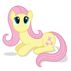 Size: 5000x5000 | Tagged: safe, artist:mfg637, fluttershy, pony, g4, absurd resolution, female, looking up, lying, simple background, solo, transparent background, vector, wingless