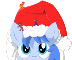 Size: 4137x3438 | Tagged: safe, oc, oc:mocha sprinkles, oc:recon probe, oc:star bright, oc:sugar rush, earth pony, pony, unicorn, christmas, female, hat, holiday, male, mare, micro, simple background, stallion, transparent background