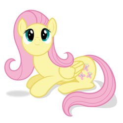 Size: 5000x5000 | Tagged: safe, alternate version, artist:mfg637, fluttershy, pony, g4, absurd resolution, female, looking up, lying, simple background, solo, transparent background, vector