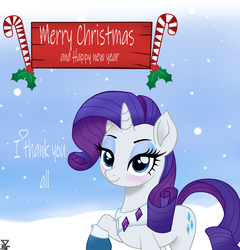 Size: 2300x2400 | Tagged: safe, artist:theretroart88, rarity, pony, unicorn, g4, my little pony: the movie, blushing, candy, candy cane, christmas, female, food, high res, holiday, looking at you, snow, solo, winter outfit