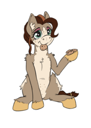 Size: 1500x2100 | Tagged: safe, artist:skydiggitydive, derpibooru exclusive, oc, oc only, oc:cookie dough, pony, 2019 community collab, derpibooru community collaboration, cookie, female, fluffy, food, simple background, sitting, solo, transparent background
