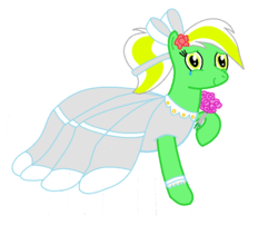 Size: 744x656 | Tagged: safe, artist:cocacola1012, oc, oc:gumdrops, pegasus, pony, bouquet, bow, clothes, crying, dress, female, hair bow, mare, tears of joy, wedding dress