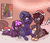 Size: 3500x3000 | Tagged: safe, artist:slavedemorto, oc, oc:frostburn, oc:kimberly, oc:midnight music, oc:twisty, goo pony, original species, pony, unicorn, christmas, festive, hat, high res, holiday, santa hat