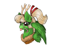 Size: 2048x1536 | Tagged: safe, artist:melonseed11, oc, oc only, oc:melon seed, pegasus, pony, antlers, bust, candy, candy cane, female, food, mare, portrait, reindeer antlers, simple background, solo, transparent background