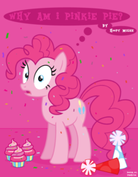 Size: 3888x4976 | Tagged: safe, artist:twilirity, pinkie pie, earth pony, pony, g4, cupcake, fanfic art, female, food, hat, party hat, solo