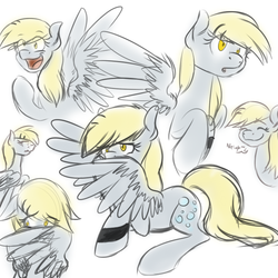Size: 700x700 | Tagged: safe, artist:pocketyhat, derpy hooves, pegasus, pony, g4, bracelet, covering face, cutie mark, eyes closed, female, hairpin derpy, jewelry, mare, open mouth, simple background, sketch, sketch dump, smiling, solo, white background