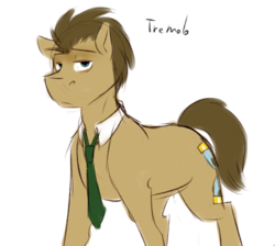 Size: 626x562 | Tagged: safe, artist:pocketyhat, part of a set, doctor whooves, time turner, earth pony, pony, g4, alternate name, bored, cutie mark, lidded eyes, looking at you, male, necktie, simple background, solo, stallion, tremolo, white background