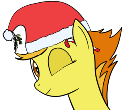 Size: 1800x1600 | Tagged: safe, artist:ngnir, spitfire, pegasus, pony, g4, bust, candy, candy cane, christmas, female, food, holiday, mare, mistletoe, one eye closed, portrait, solo, wink