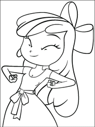 Size: 685x910 | Tagged: safe, apple bloom, equestria girls, g4, breasts, cleavage, lineart, monochrome