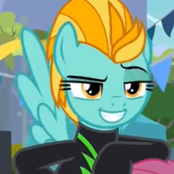 Size: 500x500 | Tagged: safe, screencap, lightning dust, g4, the washouts (episode), clothes, cropped, dreamworks face, female, mare, raised eyebrow, uniform, washouts uniform