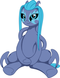Size: 1376x1789 | Tagged: safe, artist:crystalightx, oc, oc only, oc:aster the powerliquid, original species, pony, 2019 community collab, derpibooru community collaboration, black sclera, female, mare, markings, simple background, sitting, solo, transparent background