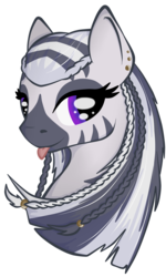 Size: 960x1603 | Tagged: safe, artist:virenth, oc, oc only, oc:virenth, pony, zebra, braid, bust, female, looking at you, piercing, portrait, simple background, solo, tongue out, transparent background