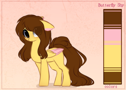 Size: 1429x1025 | Tagged: safe, artist:php146, oc, oc only, oc:butterfly shy, pegasus, pony, female, mare, reference sheet, solo, two toned wings