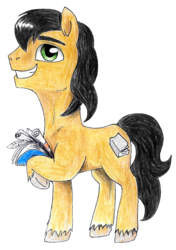 Size: 915x1300 | Tagged: safe, artist:t72b, derpibooru exclusive, oc, oc only, oc:paperback novel, pony, 2019 community collab, derpibooru community collaboration, male, notebook, scroll, simple background, smiling, solo, stallion, traditional art, transparent background