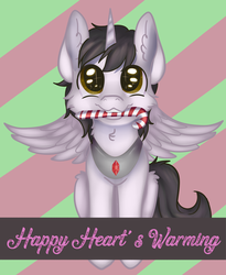 Size: 2712x3306 | Tagged: safe, artist:sparky, oc, oc:shiron, alicorn, pony, alicorn oc, candy, candy cane, christmas, food, hearth's warming, high res, holiday, horn, peytral, wings