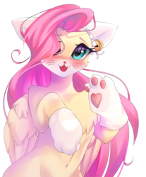 Size: 3000x3624 | Tagged: safe, artist:jun1313, fluttershy, pegasus, pony, semi-anthro, g4, animal costume, bell, belly, belly button, bipedal, blushing, cat bell, cat ears, cat paws, cat socks, chest fluff, clothes, costume, cute, daaaaaaaaaaaw, female, fluttercat, high res, hnnng, human shoulders, mare, mask, open mouth, open smile, paw gloves, paw pads, paw prints, shyabetes, simple background, smiling, solo, transparent background, weapons-grade cute