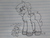 Size: 2576x1932 | Tagged: safe, artist:drheartdoodles, oc, oc:dr.heart, oc:emerald beats, clydesdale, pegasus, pony, daughter, duo, family, father, father and daughter, female, filly, grayscale, lined paper, male, monochrome, o3o, size difference, traditional art