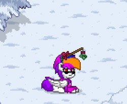 Size: 556x454 | Tagged: safe, oc, oc:lila love, pegasus, pony, pony town, mistletoe, pixel art, prone