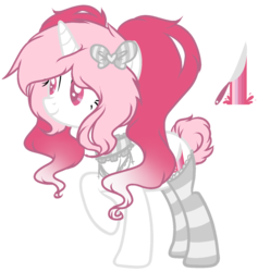 Size: 800x843 | Tagged: safe, artist:sugarplanets, oc, oc only, oc:killer queen, pony, unicorn, bow, choker, clothes, female, hair bow, mare, simple background, socks, solo, striped socks, transparent background