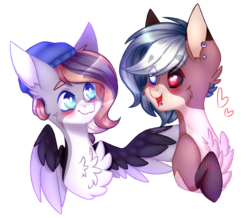 Size: 2492x2175 | Tagged: safe, artist:honeybbear, oc, oc only, oc:sparks, oc:theo, pegasus, pony, background removed, beanie, black sclera, bust, chest fluff, hat, heterochromia, high res, male, portrait, simple background, stallion, transparent background