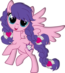 Size: 940x1049 | Tagged: safe, artist:galacticflashd, oc, oc only, oc:ruby tinsel, pegasus, pony, 2019 community collab, derpibooru community collaboration, bow, braided pigtails, braided tail, cutie mark, female, simple background, solo, standing, standing on one leg, transparent background