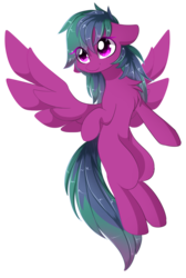 Size: 732x1091 | Tagged: artist needed, safe, oc, oc only, oc:skylas, pegasus, pony, female, mare, multicolored hair, multicolored mane, multicolored tail, simple background, solo, spread wings, wings