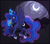 Size: 1763x1548 | Tagged: safe, artist:tay-niko-yanuciq, princess luna, alicorn, pony, g4, coffee, drinking, drinking straw, female, flying, magic, mare, moon, night, smiling, solo, telekinesis