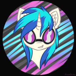 Size: 2000x2000 | Tagged: safe, artist:adagiostring, dj pon-3, vinyl scratch, pony, g4, bust, commission, female, furr, high res, looking at you, portrait, simple background, solo, sunglasses