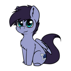 Size: 1962x1950 | Tagged: safe, artist:duop-qoub, oc, oc only, oc:violet phoenix, pegasus, pony, 2019 community collab, derpibooru community collaboration, chest fluff, looking at you, male, simple background, sitting, solo, transparent background, wings