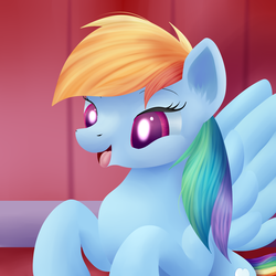 Size: 1500x1500 | Tagged: safe, artist:huffy26, rainbow dash, pegasus, pony, g4, female, mare, open mouth, smiling, solo