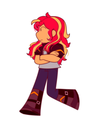 Size: 872x1090 | Tagged: safe, artist:winterwithers, sunset shimmer, human, g4, beady eyes, crossed arms, female, humanized, profile, simple background, solo, transparent background