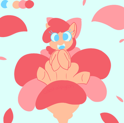 Size: 689x686 | Tagged: safe, artist:winterwithers, apple bloom, earth pony, pony, g4, blue tongue, bow, color palette challenge, ear fluff, featureless crotch, female, hair bow, limited palette, solo