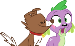 Size: 3937x2452 | Tagged: safe, artist:foxarasta, artist:masem, edit, edited edit, editor:slayerbvc, spike, winona, dog, equestria girls, g4, accessory-less edit, dogs doing dog things, drool, female, high res, jaw drop, licking, male, missing accessory, ship:spinona, shipping, spike the dog, straight, tongue out