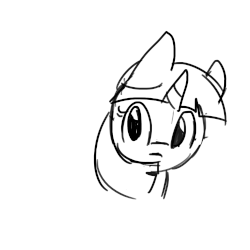 Size: 1000x1000 | Tagged: safe, artist:tjpones edits, edit, twilight sparkle, pony, g4, animated, female, frame by frame, gif, monochrome, simple background, solo, white background