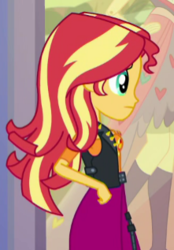 Size: 221x317 | Tagged: safe, screencap, sunset shimmer, display of affection, equestria girls, g4, my little pony equestria girls: better together, cropped, female, geode of empathy, magical geodes, solo