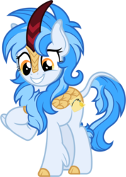 Size: 3000x4211 | Tagged: safe, artist:pirill, oc, oc only, oc:penny curve, kirin, 2019 community collab, derpibooru community collaboration, mlp vector club, cloven hooves, colored hooves, female, high res, hoof on chest, kirin oc, kirin-ified, note, show accurate, simple background, solo, species swap, transparent background, vector
